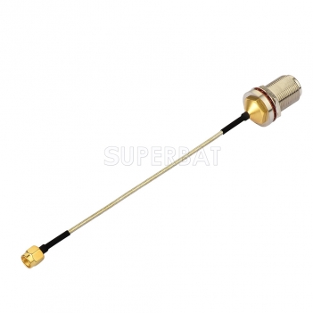 N BulkHead Jack with O-ring to RP-SMA Right Angle Plug Semi-Rigid 086 15cm