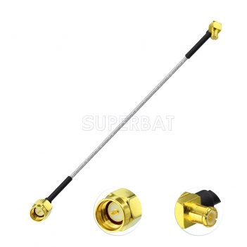 MCX Right Angle Plug to SMA Straight Plug Semi-Rigid 086 15cm