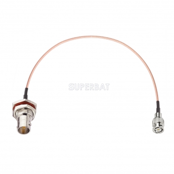Mini-BNC Straight Plug1 to BNC-75 BulkHead Jack with O-ring RG179 30cm