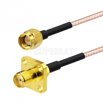 SMA Panel Plug 4-Holes to SMA Straight plug RG316 15cm