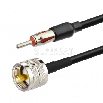 PL259 UHF male to AM/FM Motorola male Connector - Car Radio Antenna Aerial RG58 Cable Extension Lead 12"