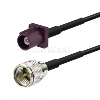Fakra Claret Violet Straight Plug to Mini-UHF Straight Plug RG174 20cm