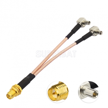 4G LTE WiFi Router Antenna Adapter Converter  Y Type Antenna Adapter RP-SMA Female Connector to 2 TS9 Male 90 Degree Connector