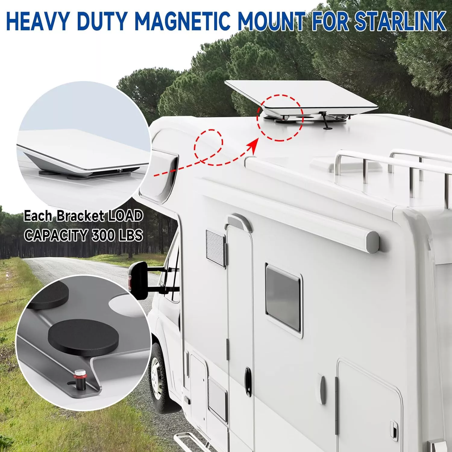 4X Magnetic Base Roof Mount for High-Performance Starlink Dish Antenna