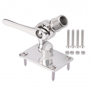 VHF Marine GPS Antenna Mounting Kit Stainless Steel Dual Axis Heavy-Duty Adjustable Ratchet Base Fixed Mount Bracket for Boat