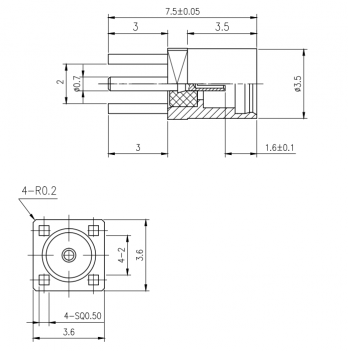 MMCX Jack Female Connector Straight Solder