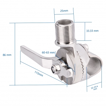 VHF Marine GPS Antenna Mount Stainless Steel Adjustable Ratchet Base Fixed Mount Bracket - Installation Range 0.87" - 1" for Pole Rail Boat RV