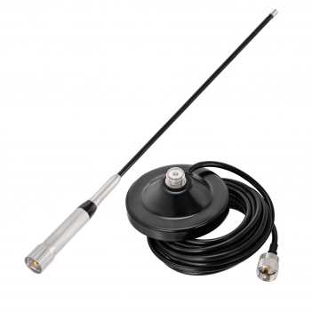 High Gain Mobile Ham Radio Fiberglass Antenna Car Truck Amateur Two Way Radio Dual Band VHF UHF 136-174 MHz 400-470MHz Anti-Rust Antennas with Magnetic Base 16.4ft Cable