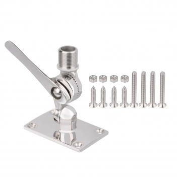 VHF Marine GPS Antenna Mounting Kit Stainless Steel Dual Axis Heavy-Duty Adjustable Ratchet Base Fixed Mount Bracket for Boat