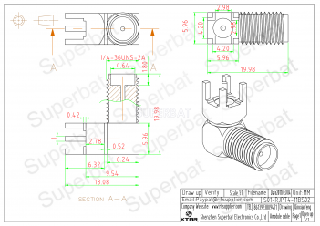 SMA Female Jack Bulkhead Right Angle PCB Mount Connector