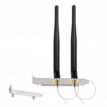 Dual Band WiFi Antenna 2.4GHz 5GHz 5.8GHz 3dBi MIMO RP-SMA Male + 2 x 12 inch u.fl to Rp-SMA Cable + PCIe Slot Bracket Set for WiFi Router Wireless Mini PCI Express PCIE Network Card Adapter