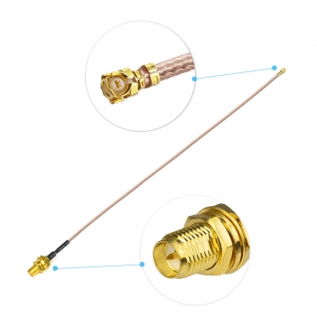 Tri-Band WiFi 2.4GHz 5GHz 6E Wifi6 Antenna & 8inch U.FL IPX IPEX to RP-SMA Cable with PCIe Slot Bracket for WiFi Router Wireless Mini PCI Express PCIE Network Card Adapter