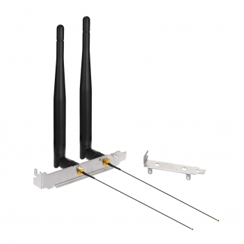 M.2 WiFi Antenna 2.4GHz 5GHz 5.8GHz 3dBi MIMO RP-SMA Male + 2 x 12 inch Ngff Ipex4 to RP-SMA Cable + PCI Slot Bracket Set for M.2 NGFF Intel Wireless Network Card WiFi Adapter Laptop