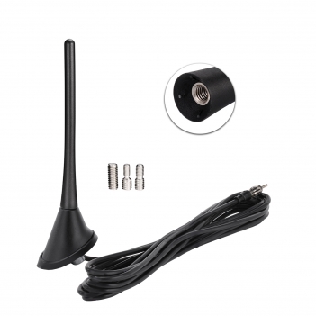 Car FM Radio Antenna, 22cm Universal Roof Mount FM/AM Antenna with Mounting Base, 5Meter Cable, DIN Plug Connector for Car, Truck, SUV Stereo Head Unit Receiver