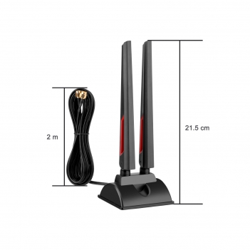 WiFi 6E Tri-Band Antenna 2.4GHz 5GHz 6GHz Magnetic Base WiFi Antenna with RP-SMA Extension Cable for PC Desktop Computer WiFi Card Wireless Network Router Security Cameras