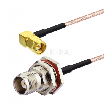 SMA Male Right Angle to TNC Female Bulkhead Cable Using RG316 Coax