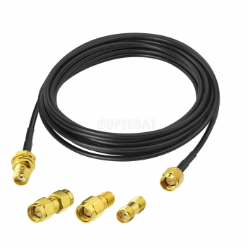 SMA BulkHead Jack to SMA Straight Plug Low Loss ALSR100 300cm with 3pcs SMA adapters