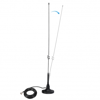 Mobile Radio Antenna Dual Band VHF UHF 136-174MHz and 400-460MHz Amateur Radio Antenna Vehicles 39 cm with Magnetic Base PL259 Connector and 5 m Cable for Bidirectional Radio and Amateur