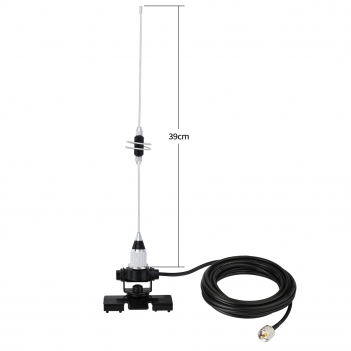 Dual Band VHF UHF Mobile Antenna 136-174MHz & 400-460MHz - 39cm Ham Antenna with Bracket, PL259 Plug and 5m Cable for Two-Way Radios and Amateur Radios