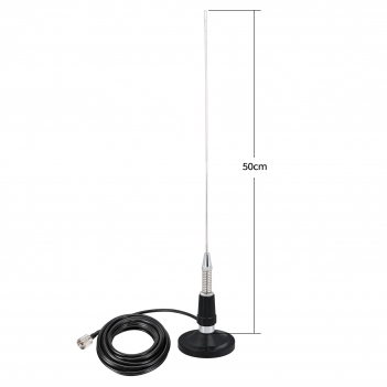 VHF Cellular Antenna 136-174MHz 50cm Vehicle Ham Radio Antenna with Magnetic base PL259 Plug 5M Cable for Two Way Radios and Amateur Radios