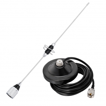 Mobile Radio Antenna Dual Band VHF UHF 136-174MHz and 400-460MHz Amateur Radio Antenna Vehicles 39 cm with Magnetic Base PL259 Connector and 5 m Cable for Bidirectional Radio and Amateur