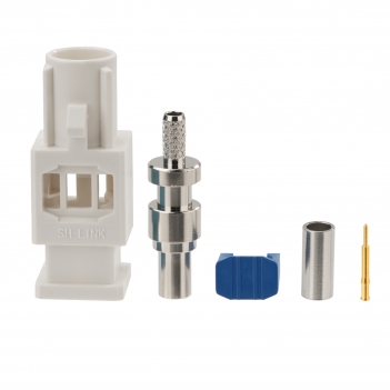 Superbat Fakra B White Crimp Plug Male Connector Apply to Radio With Phantom supply long version