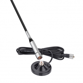 Vehicle Mobile Ham Radio Antenna Dual Band VHF UHF 136-174MHz 400-470MHz Magnetic Base Mount Fiberglass Antenna PL259 Male Connector for Car Marine Amateur Radio