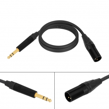 3.3FT 6.35mm (1/4 Inch) TRS to Balanced XLR Male Stereo Audio Cable for Bass,Electric Guitar, Keyboard,Amp,Speaker,Equalizer;Microphones,Amplifiers, mixing consoles; Live events or studio sound; Analog audio.
