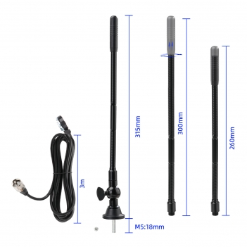 27MHz CB Radio Antenna PL259 & BNC Male Connector Antenna Kit with Rotating Adjustable Base - Compatible with Galaxy, Uniden, Bearcat, Cobra, Radioddity, Texas Ranger, RoadKing Vehicle-Mounted CB Radios