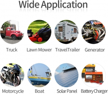 2FT 14AWG SAE Power Socket Sidewall Port to O Ring Connecters Extension Cord Cable with 10A 15A 20A Fuse Compatible with Solar Generator Battery Charger,for Solar Accessories