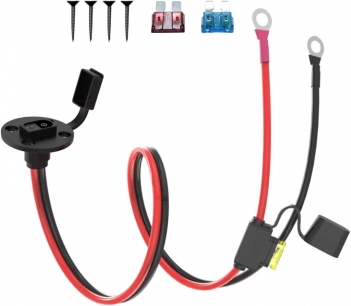 2FT 14AWG SAE Power Socket Sidewall Port to O Ring Connecters Extension Cord Cable with 10A 15A 20A Fuse Compatible with Solar Generator Battery Charger,for Solar Accessories