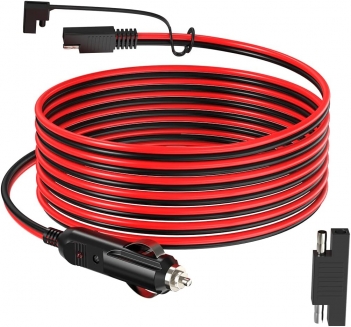 ELFCULB SAE to Car Cigarette Lighter 14AWG 12V Cigarette Lighter Male Plug to SAE Connector Extension Cable with SAE Polarity Reverse Adapter(10FT)