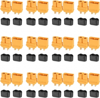 ELFCULB XT60 Connectors 12 Pairs XT60 Male Female Bullet Connectors Power Plugs with Sheath for RC Battery Solar Portable Power Power Station