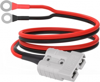 ELFCULB Anderson 50amp to O Ring Terminal, 10AWG Anderson SB50 Battery Quick Connect/Disconnect Cable for Forklift RV Boat Lithium Batteries(2FT)