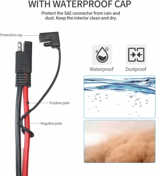 ELFCULB 5FT 10AWG SAE Battery Connectors Extension Cord Cable with 5 Fuse Compatible with Solar Generator Battery Charger,SAE to O Ring, for Solar Accessories