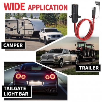 ELFCULB 7 Way Trailer Plug to SAE Cable,10AWG 7 Pin trailer plug to SAE Connector with SAE Reverse Adapter for RV Truck Trailer(2FT)
