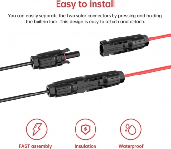 ELFCULB 10AWG 10FT XT60 Solar Cable 2 10 25 35 50 75 100FT XT60 Extension Cable Solar Panel Connector to XT60 Connector for Portable Power Station (10FT)