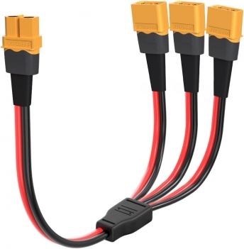 ELFCULB XT60 Splitter Cable,12AWG XT60 1 Female to 3 Male Connector Cable for UAV Phantom Quadcopter RC Car(1FT)