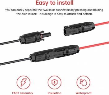 ELFCULB 10AWG 2 Pin Power Industrial Circular Connector to Solar Adapter for River RV Solar Ports Solar Panel Suitcase(2FT)