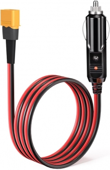 ELFCULB XT60 Male to Car Cigarette Lighter 14AWG 12V Cigarette Lighter Male Plug Connector Cable for Portable Solar Generator Power Station(5FT)