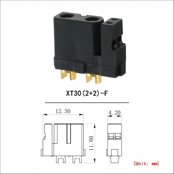 ELFCULB 10pcs Amass XT30(2+2) Female Connectors, Drone FPV Lipo Battery Connectors, Gold Plated for RC UAV Robots (Black)