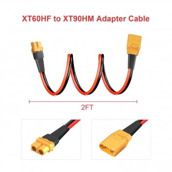 ELFCULB XT60 to XT90 Adapter Cable 10AWG XT60 Male to XT90 Female Connector Cable for RC Lipo Battery Drone(2FT)