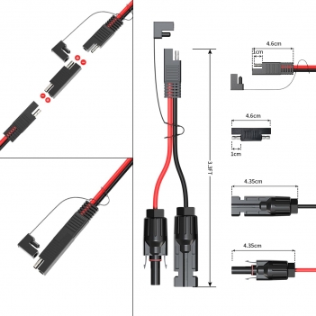 ELFCULB 10AWG 3.3FT Solar Connector to SAE Adapter 2 3.3 10 20 35 50 FT SAE Solar Panel Extension Cable with SAE Polarity Reverse Adapter for Solar Panels Car Battery Charger Kit