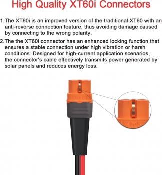 ELFCULB XT60i to O Ring Terminal Cable,10AWG XT60i Female to O Ring Connector with Tinned Pure Wire,for RC Battery Solar Portable Power Power Station and Solar Panel(2FT)