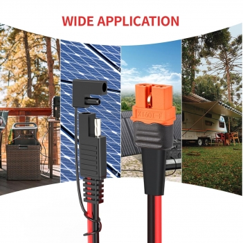 ELFCULB 10AWG XT60i to SAE Adapter Extension Cable with SAE Polarity Reverse Adapter for Portable Power Station Solar Panel Solar Generator(2FT)