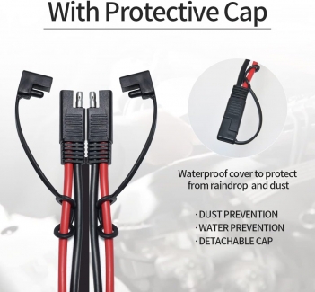 ELFCULB 10AWG 2FT SAE 1 to 2 SAE Spliiter Extension Cable Quick Disconnect Connector with SAE Polarity Reverse Adaptors, for Automotive, Solar Panel RV Portale Power