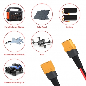 ELFCULB 10AWG 10FT XT60 Extension Cable  XT60 Female to Male Connector for RC Battery Portable Power Station Solar Panel(10FT)