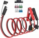 ELFCULB 10AWG 5FT SAE Connectors, Battery Alligator Crocodile to SAE, SAE Quick Release Adapter to Alligator Clips Quick Disconnect Cable,with 5 Fuse,for Solar Panel Cars Motorcycles Battery Charger
