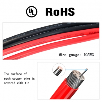 ELFCULB SAE Connector Cable, 10AWG 1FT 2 Pin SAE Quick Connector Disconnect Plug for Solar Panel Car Motorcycle (2 Pack)