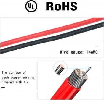 ELFCULB SAE Connector Cable,14AWG 1FT 2 Pin SAE Quick Connector Disconnect Plug for Solar Panel Car Motorcycle(2 Pack)